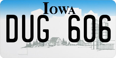 IA license plate DUG606
