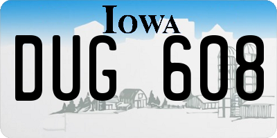 IA license plate DUG608