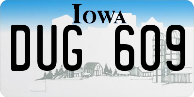 IA license plate DUG609