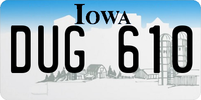 IA license plate DUG610