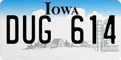 IA license plate DUG614