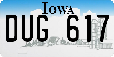 IA license plate DUG617