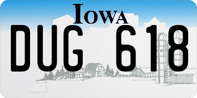 IA license plate DUG618