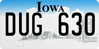 IA license plate DUG630