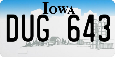 IA license plate DUG643