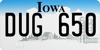 IA license plate DUG650