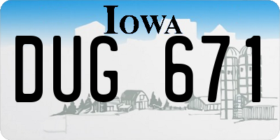 IA license plate DUG671
