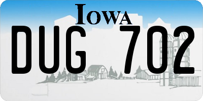 IA license plate DUG702