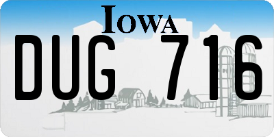 IA license plate DUG716