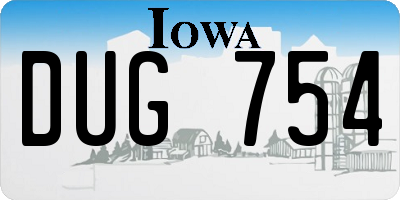 IA license plate DUG754