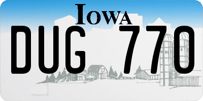 IA license plate DUG770