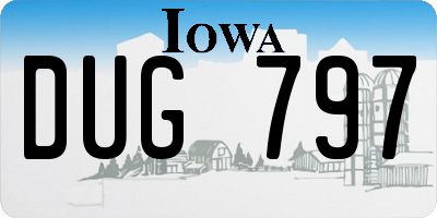 IA license plate DUG797