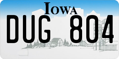 IA license plate DUG804