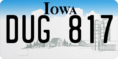 IA license plate DUG817