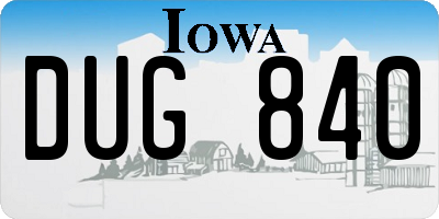 IA license plate DUG840