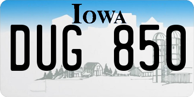 IA license plate DUG850
