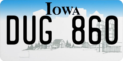 IA license plate DUG860
