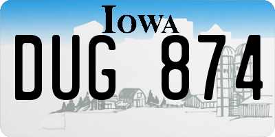 IA license plate DUG874