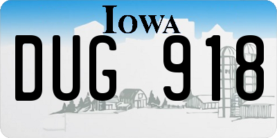 IA license plate DUG918