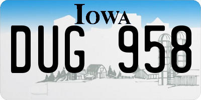 IA license plate DUG958