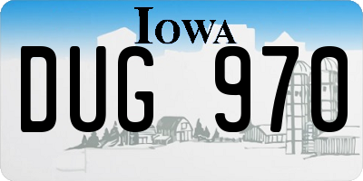 IA license plate DUG970
