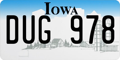 IA license plate DUG978