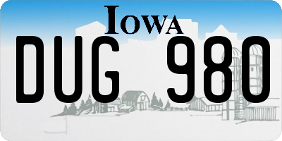 IA license plate DUG980