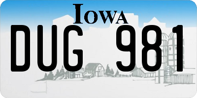 IA license plate DUG981