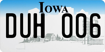 IA license plate DUH006