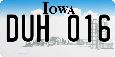IA license plate DUH016