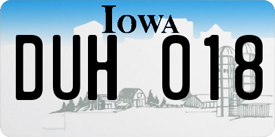 IA license plate DUH018