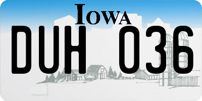 IA license plate DUH036