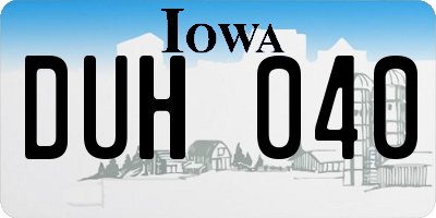 IA license plate DUH040