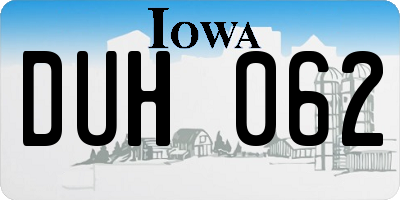 IA license plate DUH062
