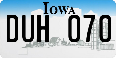 IA license plate DUH070