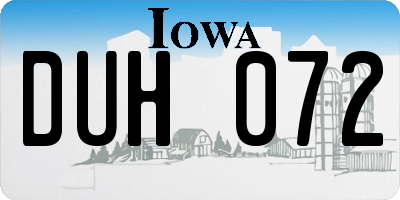 IA license plate DUH072
