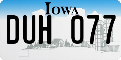 IA license plate DUH077