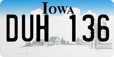 IA license plate DUH136