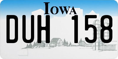 IA license plate DUH158