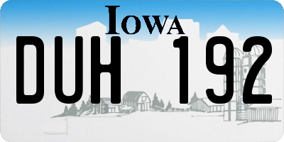 IA license plate DUH192