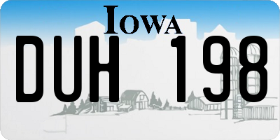 IA license plate DUH198