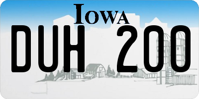 IA license plate DUH200