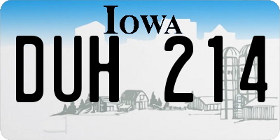 IA license plate DUH214