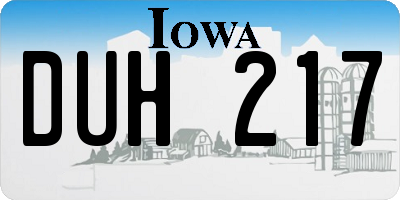 IA license plate DUH217