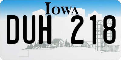 IA license plate DUH218