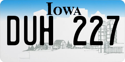 IA license plate DUH227