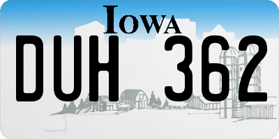IA license plate DUH362