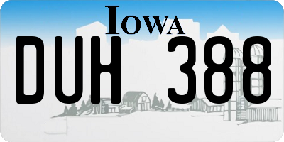 IA license plate DUH388