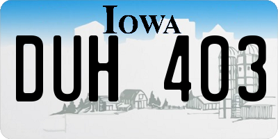 IA license plate DUH403