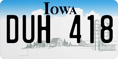 IA license plate DUH418